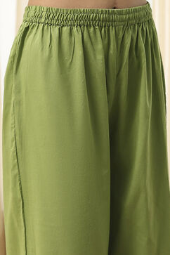 Green Cotton Foil Printed Anarkali Suit Set image number 2