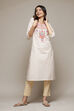 Cream Cotton Straight Printed Kurta image number 0