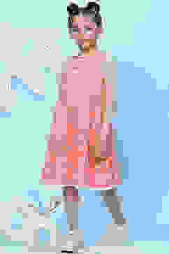 Pink Cotton A-Line Printed Dress image number 2