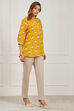 Yellow Cotton Straight Kurta image number 4