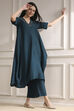 Teal Dyed Asymmetric Kurta Set