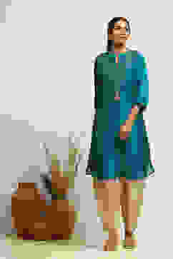 Emerald Green Straight Regular Fit Festive Kurta image number 0