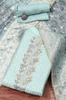 Sky Blue Chanderi Hand Embroidered Unstitched Suit Set image number 0
