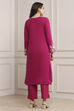 Fuchsia Polyester Embroidered Straight Kurta image number 3