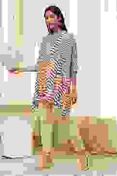 Blue and White Printed Kaftan Short Kurta image number 2