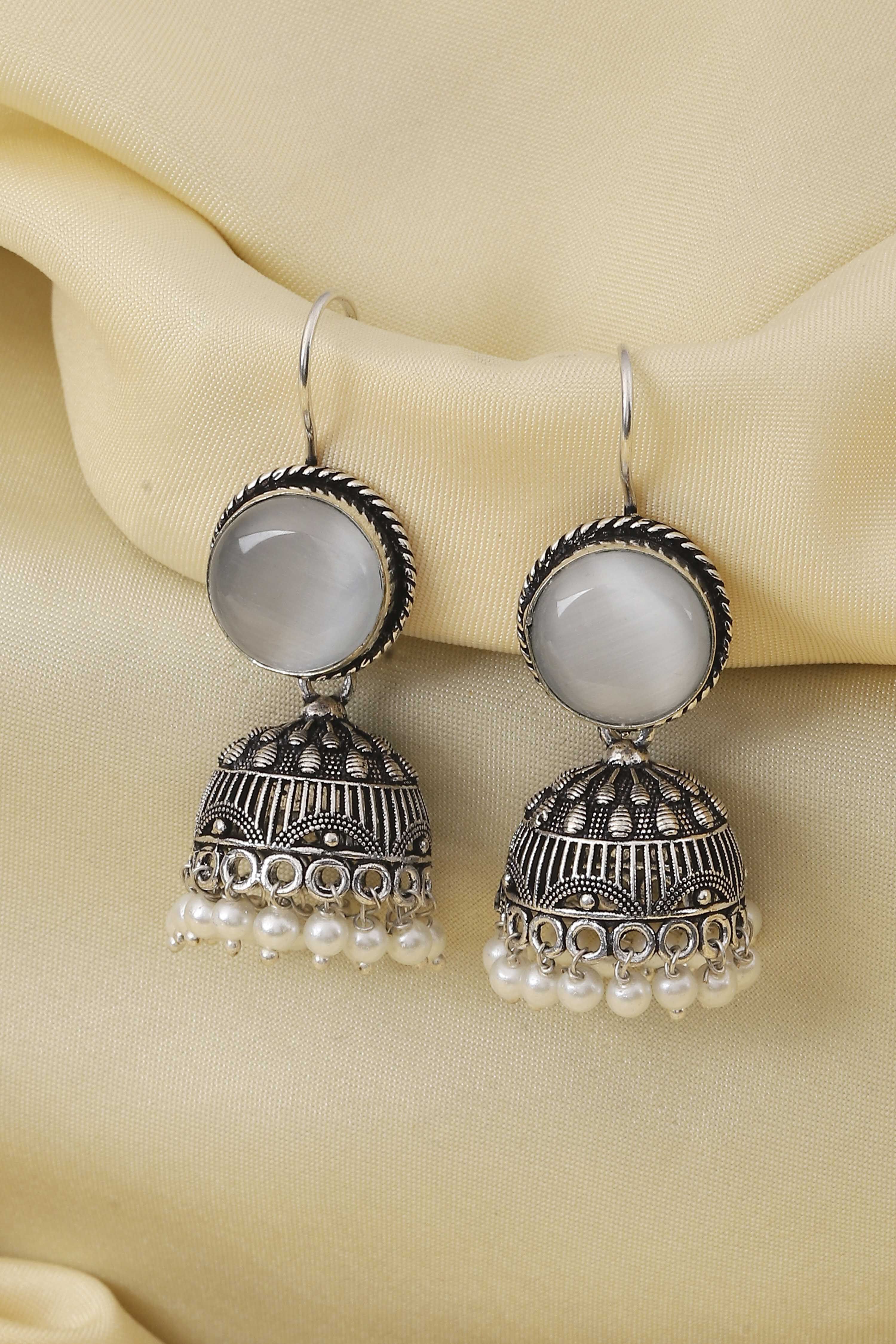 Grey Brass Jhumka image number 0