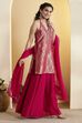 Violet Blue Viscose Rayon Halter Neck Sharara Set image number 4