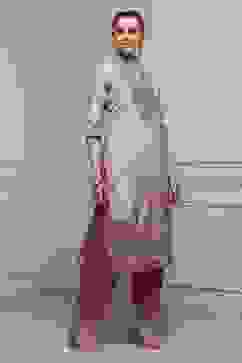 Brown Poly Crepe Digital Print Unstitched Suit Set image number 6