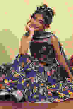 Purple Cotton Printed Tiered Lehenga Set image number 0