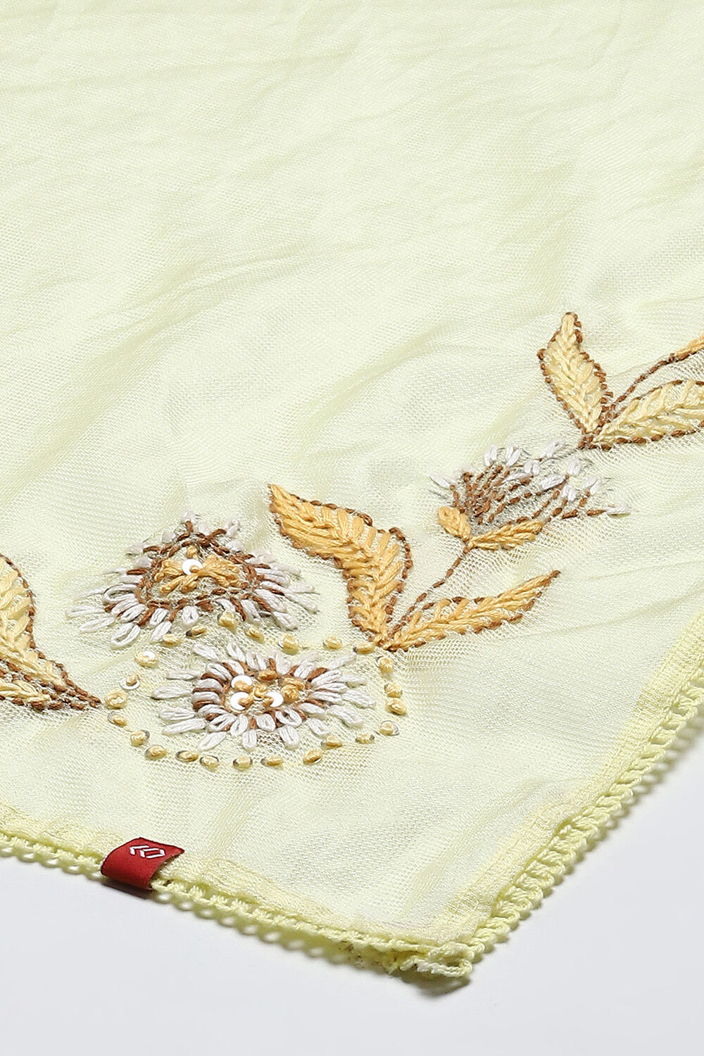 Yellow Cotton Blend Printed Unstitched Suit Set image number 4