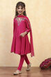 Pink Viscose Solid Kalidar Suit Set image number 3