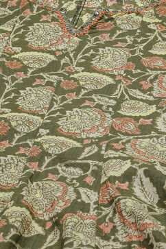 Green Cotton Kalidar Kurta Churidar Suit Set image number 1