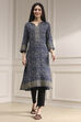 Blue Printed Straight Kurta