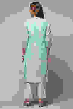 Blue Polyester Asymmetric Kurta image number 3