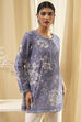 Blue Floral Printed Short Straight Kurta image number 0