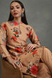 Black Silk Chanderi Floral Printed Straight Kurta Set image number 0