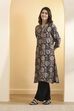 Black Poly Viscose Floral Straight Kurta image number 2