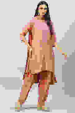 Pink LIVA Blend Straight Kurta Salwar Suit Set image number 6