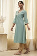 Dull Blue Pure Cotton Gathered Kurta image number 2