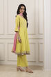 Yellow Cotton Anarkali Suit Set image number 5