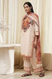 Peach-Toned Cotton Straight Suit Set image number 3