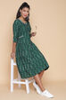 Green Cotton Ikkat Yarndyed Kurta Dress image number 0
