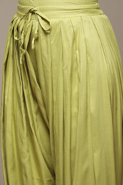 Green Cotton Blend A-Line Kurta Salwar Suit Set image number 2