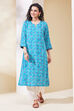 Blue Viscose Rayon Straight Kurta