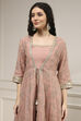 Natural White Chanderi Anarkali Dyed Fusion Set image number 1