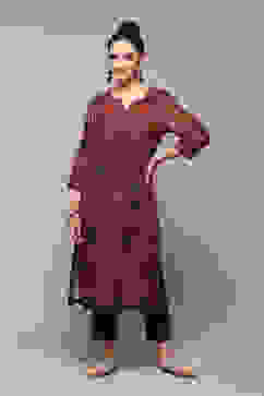 Dull Red LIVA Straight Printed Kurta image number 5