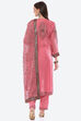Pink Organza Satin Unstitched Suit Set image number 4