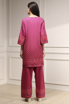 Pink Viscose Rayon Straight Printed Suit Set image number 4