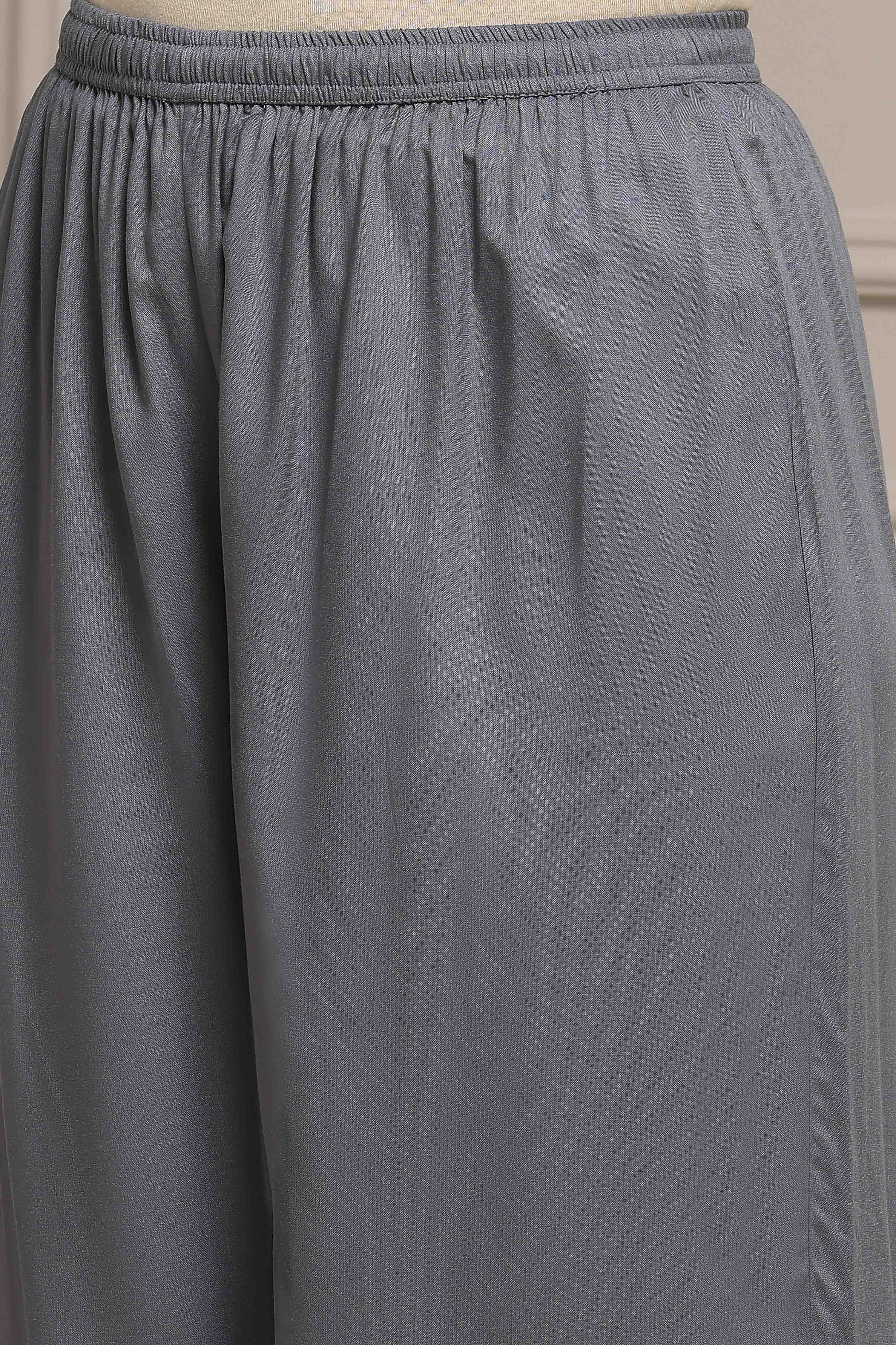 Grey Striped Straight Suit Set image number 2