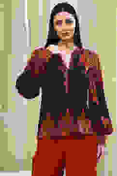 Blue Printed High-Low Top image number 5