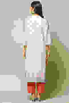 Beige Cotton Straight Printed Kurta image number 4