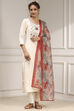 Off White Cotton Hand Embroidered Unstitched Suit Set image number 1