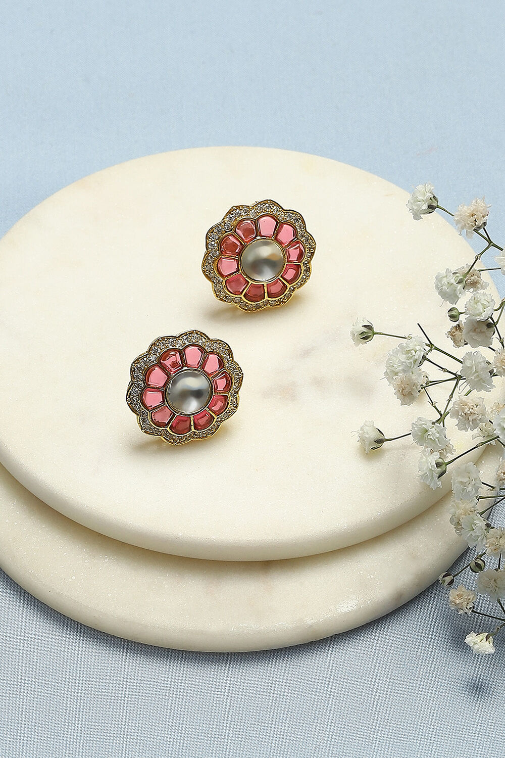 Dark Pink Brass earrings image number 0