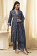 Indigo Pure Cotton Straight Suit Set image number 5