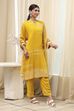 Mustard Yellow Printed Straight Suit Set image number 5