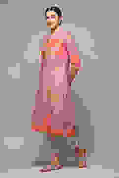 Purple Cotton Straight Printed Kurta image number 2