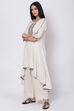 Off White Cotton Flax A-Line Kurta image number 3