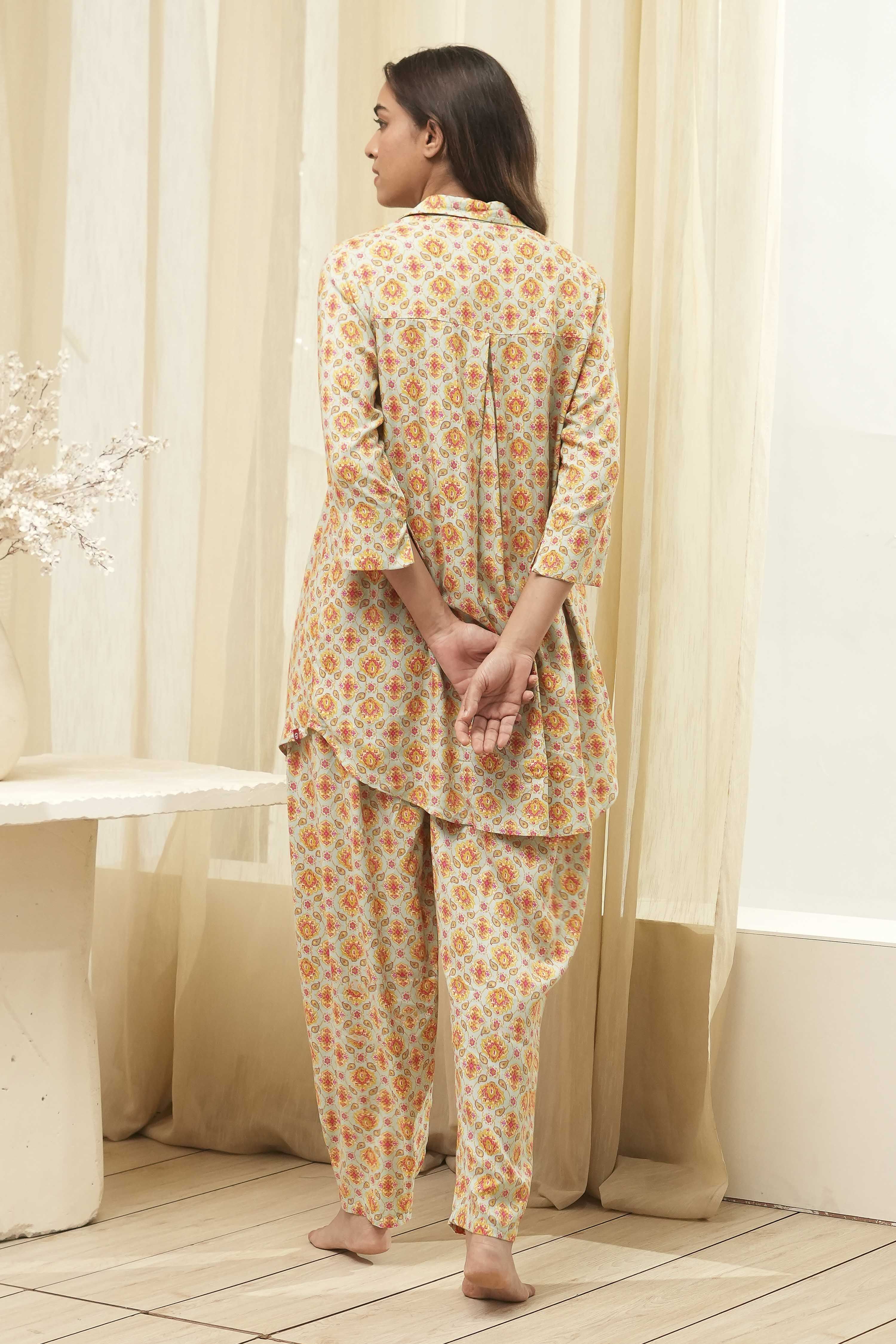 Powder Blue Rayon Printed 2 Piece Sleepwear Set image number 4