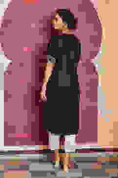 Black Printed Straight Kurta image number 3