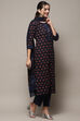 Indigo Cotton Unstitched Suit set image number 7