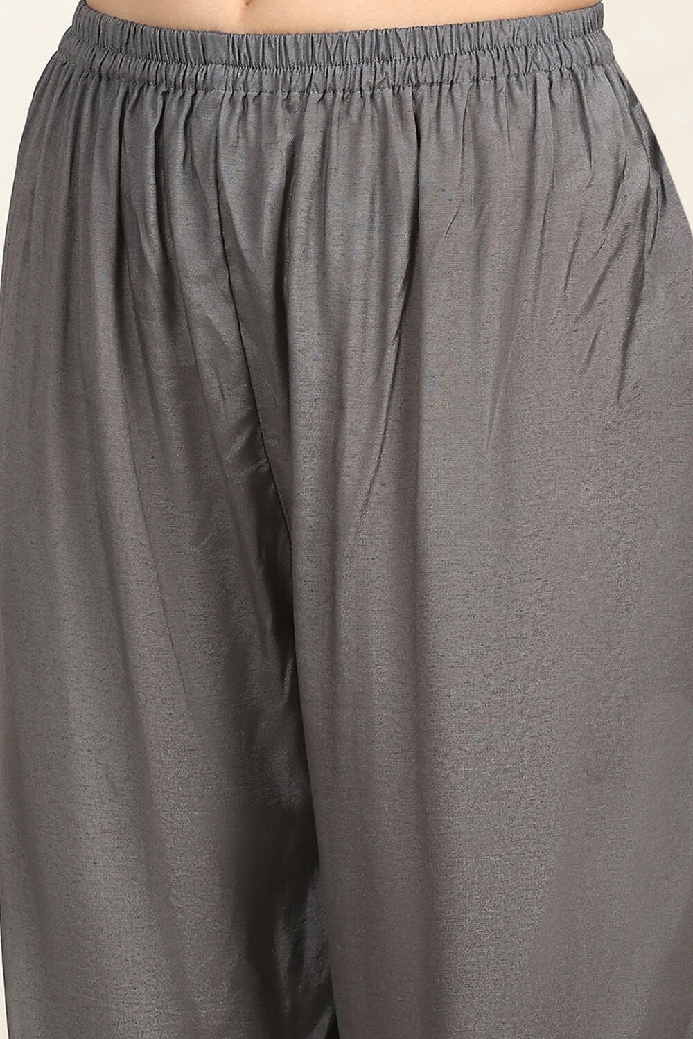 Grey Modal Hand Embroidered Unstitched Suit Set image number 3