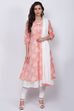 Peach Art Silk Front Open Kurta Churidar Suit Set image number 0