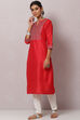 Yellow Straight Nylon Viscose Kurta image number 3