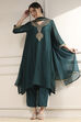 Green Polyester Straight Yarndyed Suit Set image number 0