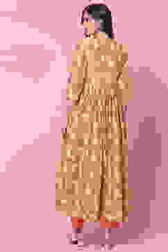 Yellow Cotton Flared Kurta image number 4