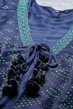 Blue Modal Straight Printed Kurta image number 1